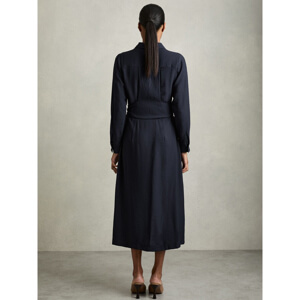 REISS MABEL Long Sleeve Belted Midi Dress